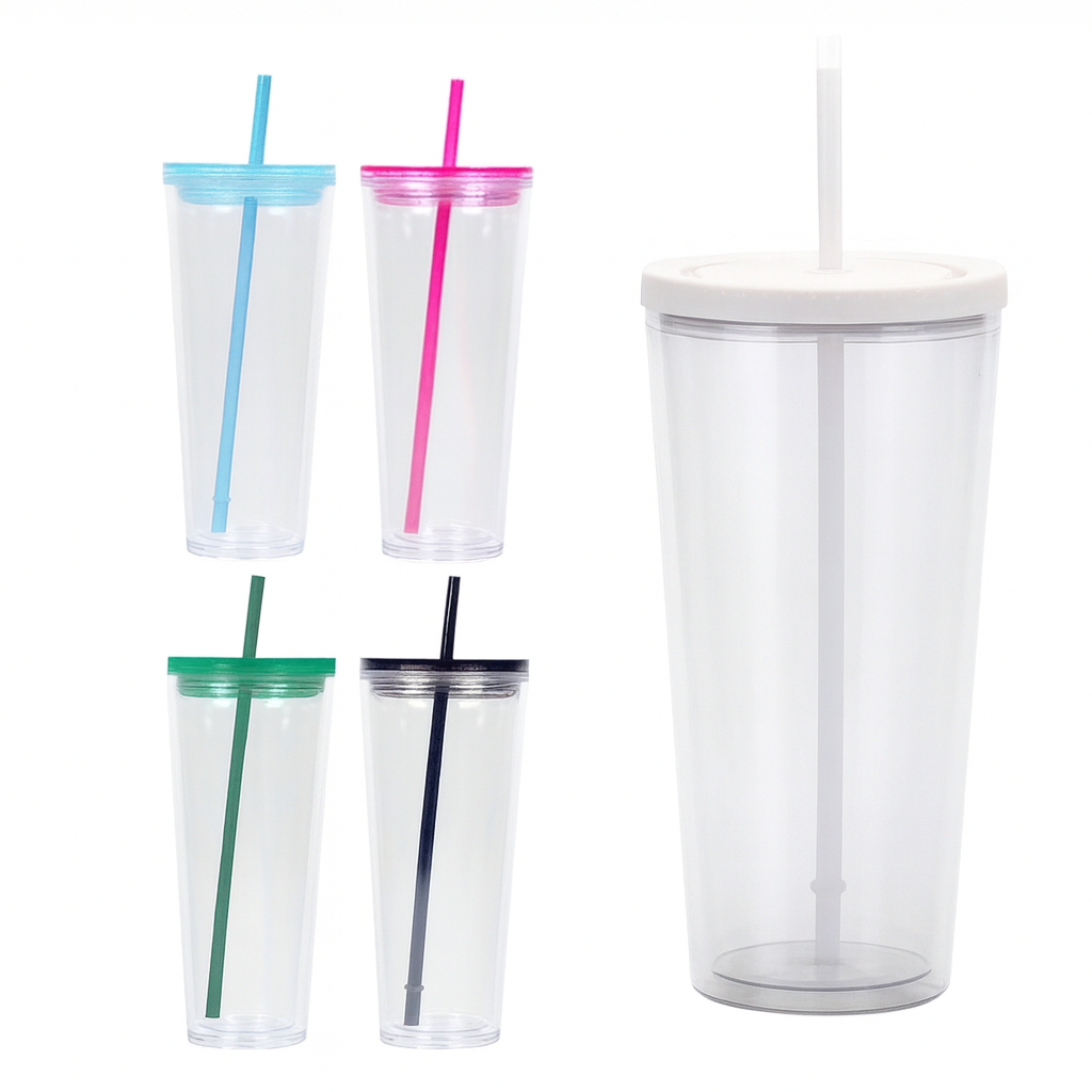 24oz Colored Acrylic Customizable Snow Globe Cup