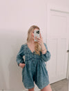 Front Tie Deniem Romper Dress