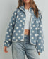 Polka Dot Button Down Jacket Blue