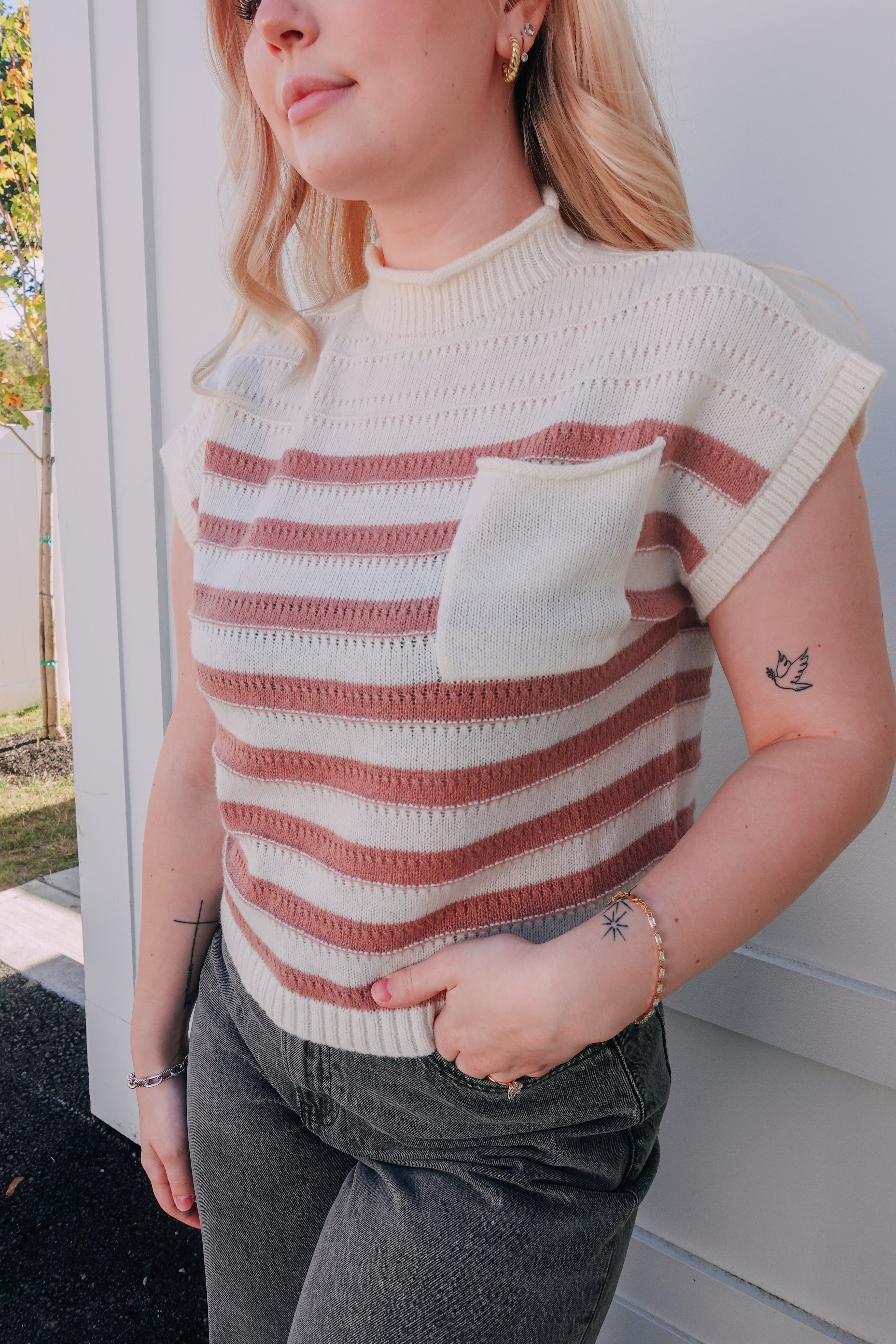 Mocha Stripe Sweater Vest