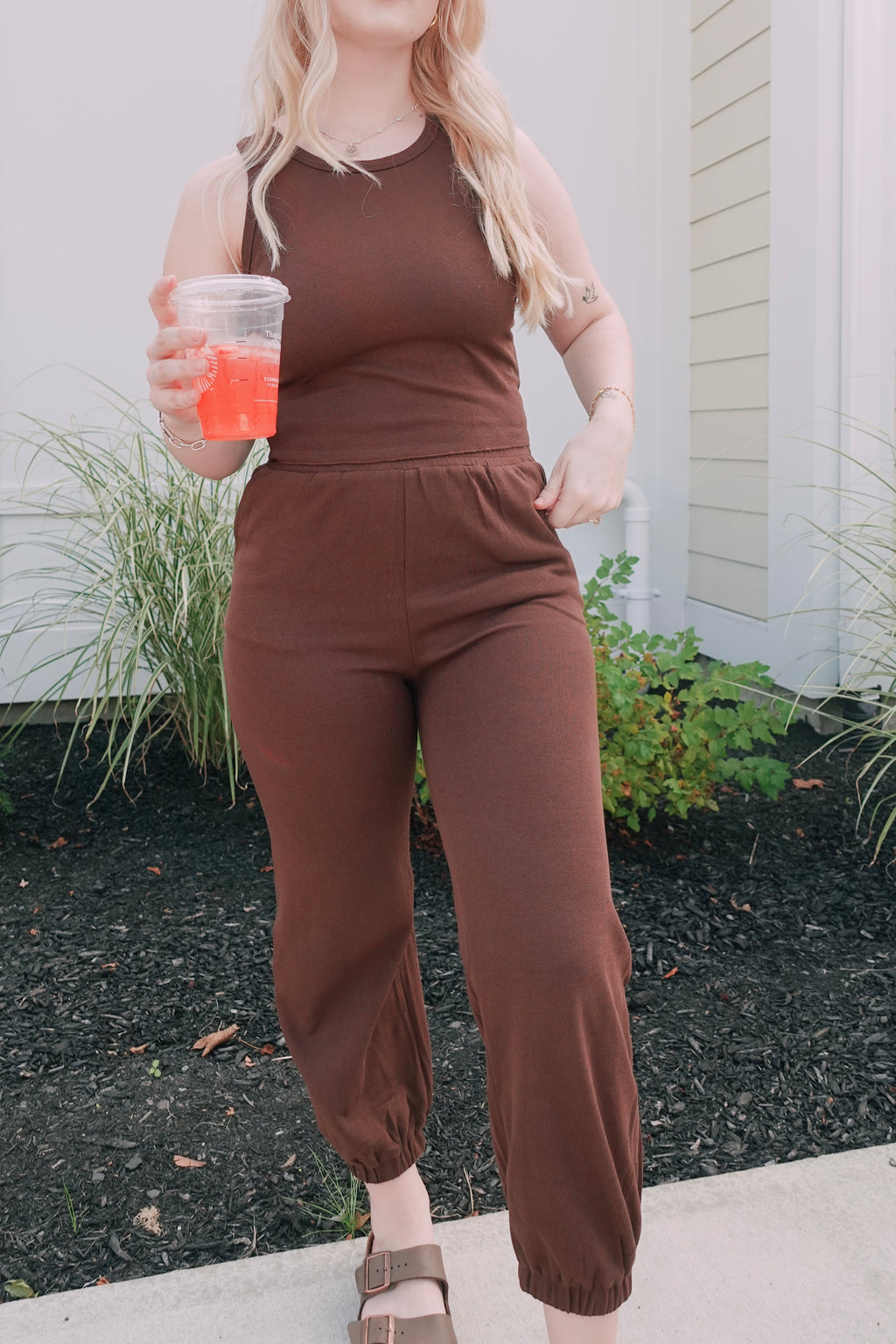 Go To Comfy Two Piece Set Brown