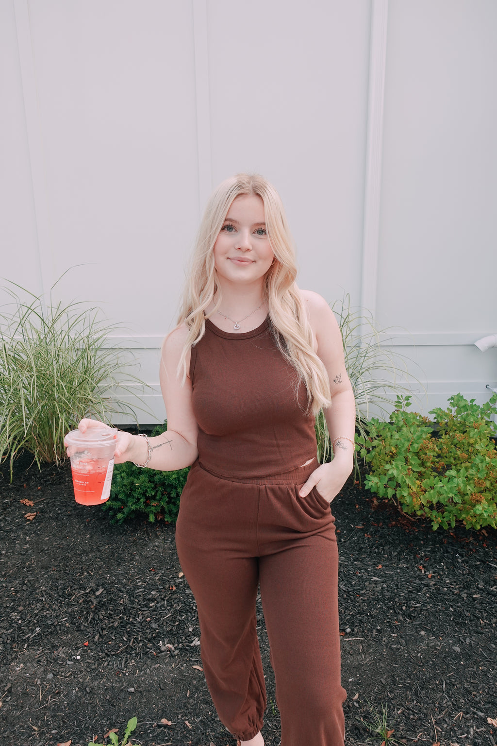 Go To Comfy Two Piece Set Brown