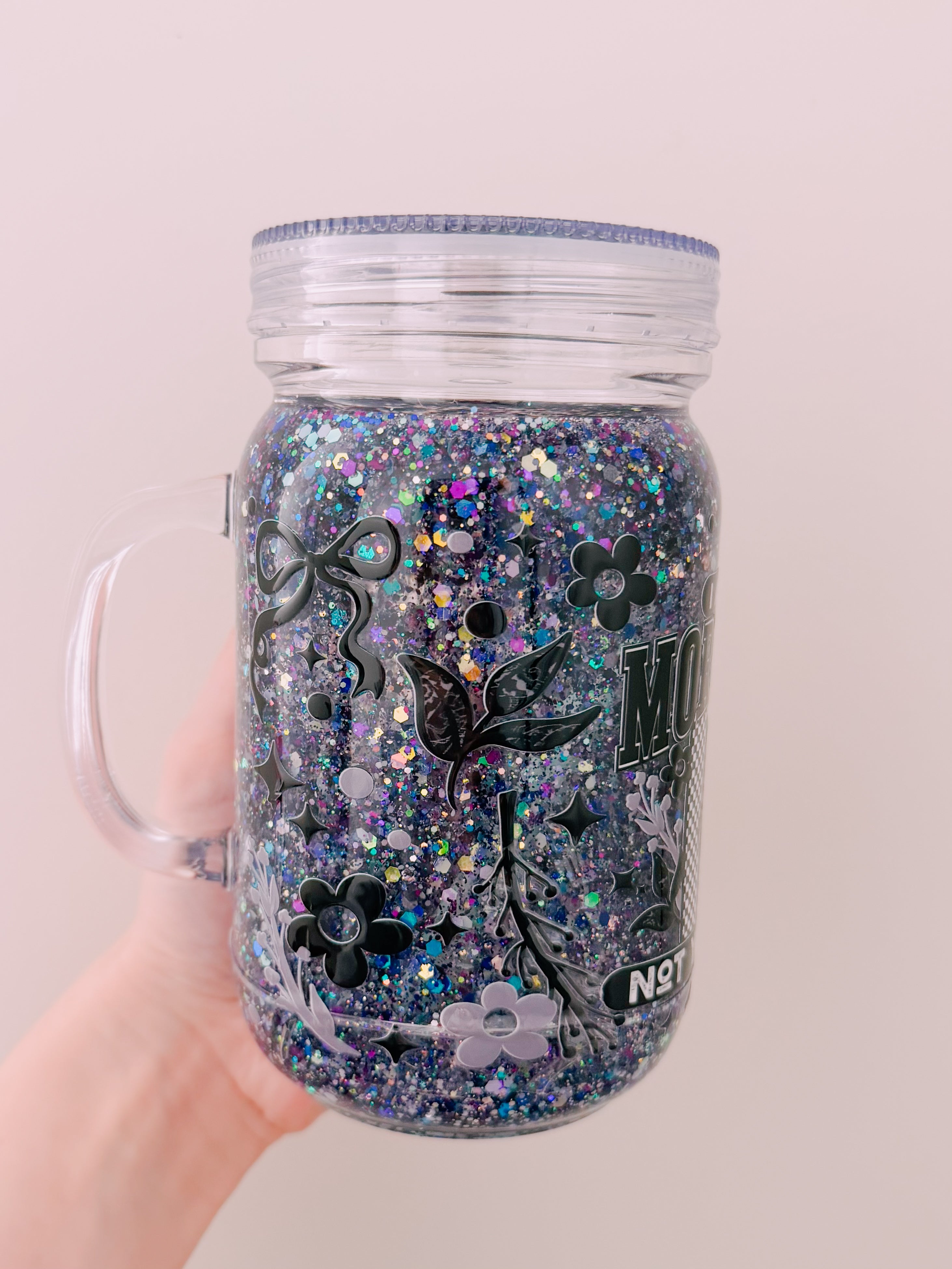 Books 20oz mason jar Snow Globe - READY TO SHIP