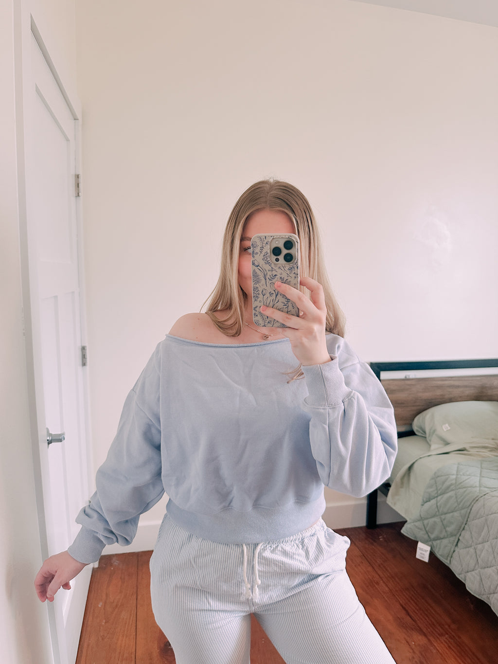 Flirty Off The Shoulder Top Blue
