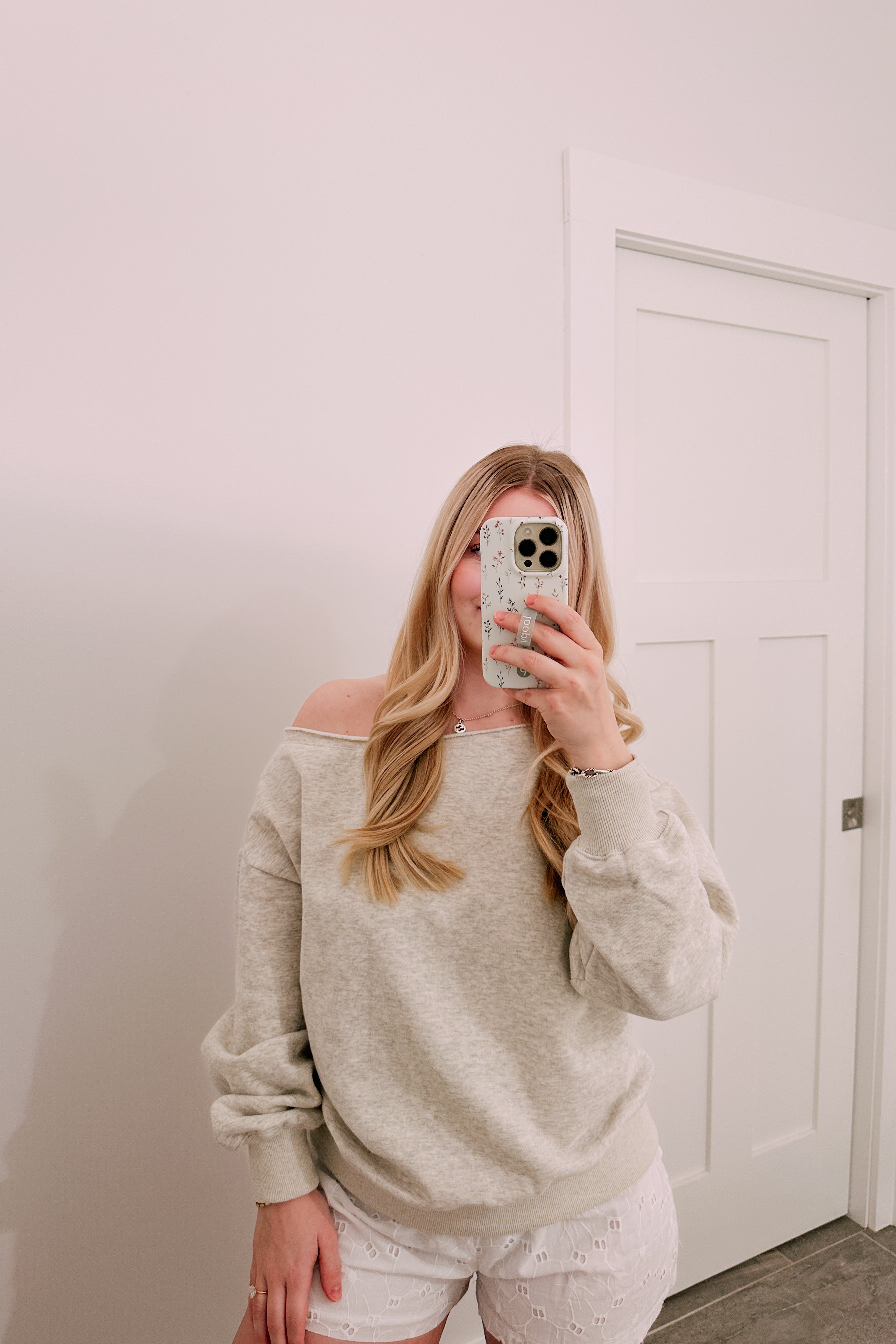 Flirty Off The Shoulder Top Grey