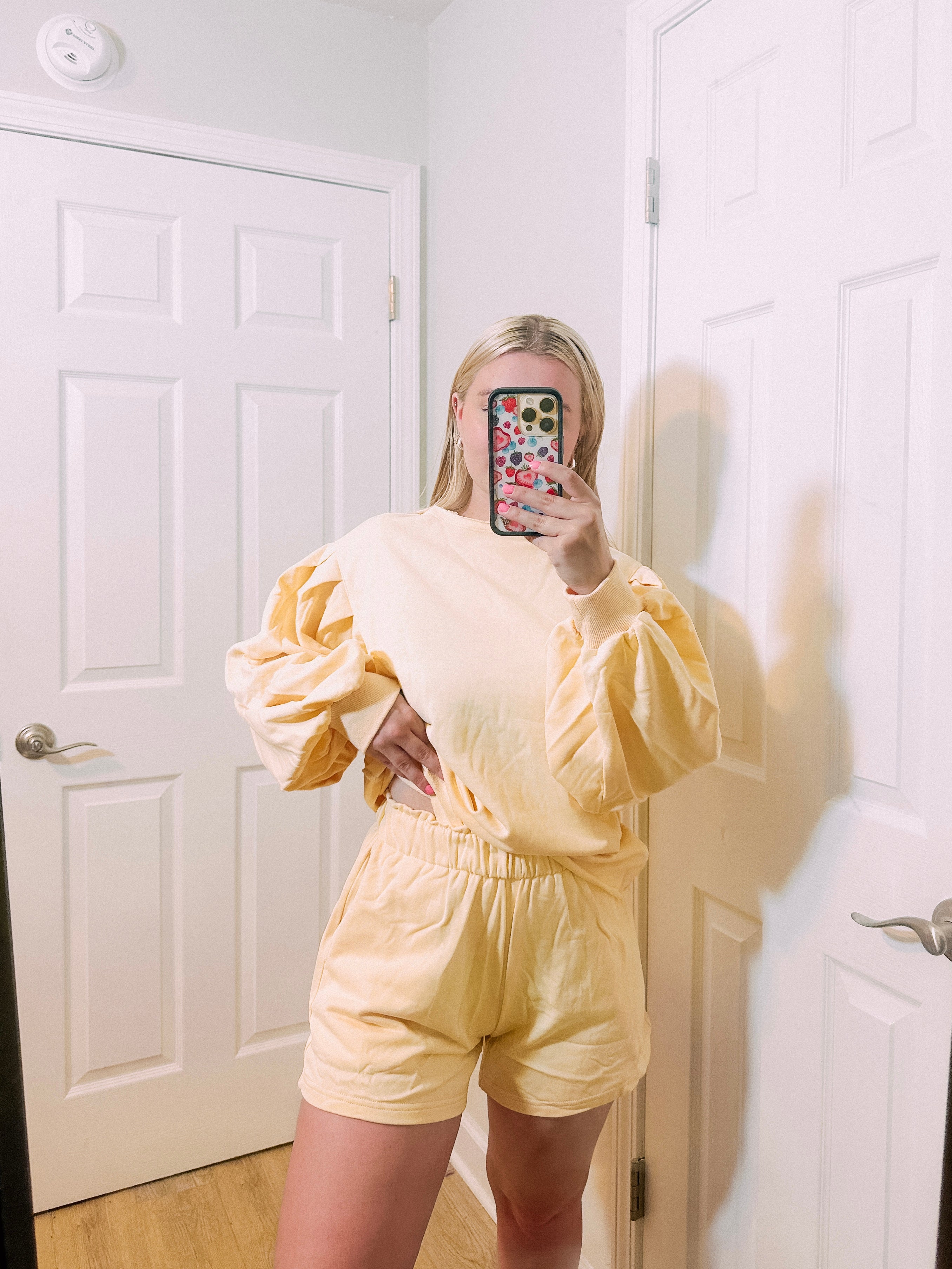 Pale Yellow French Terry Top and Shorts Set