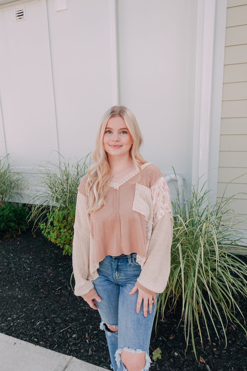 Nude Floral Boho Top