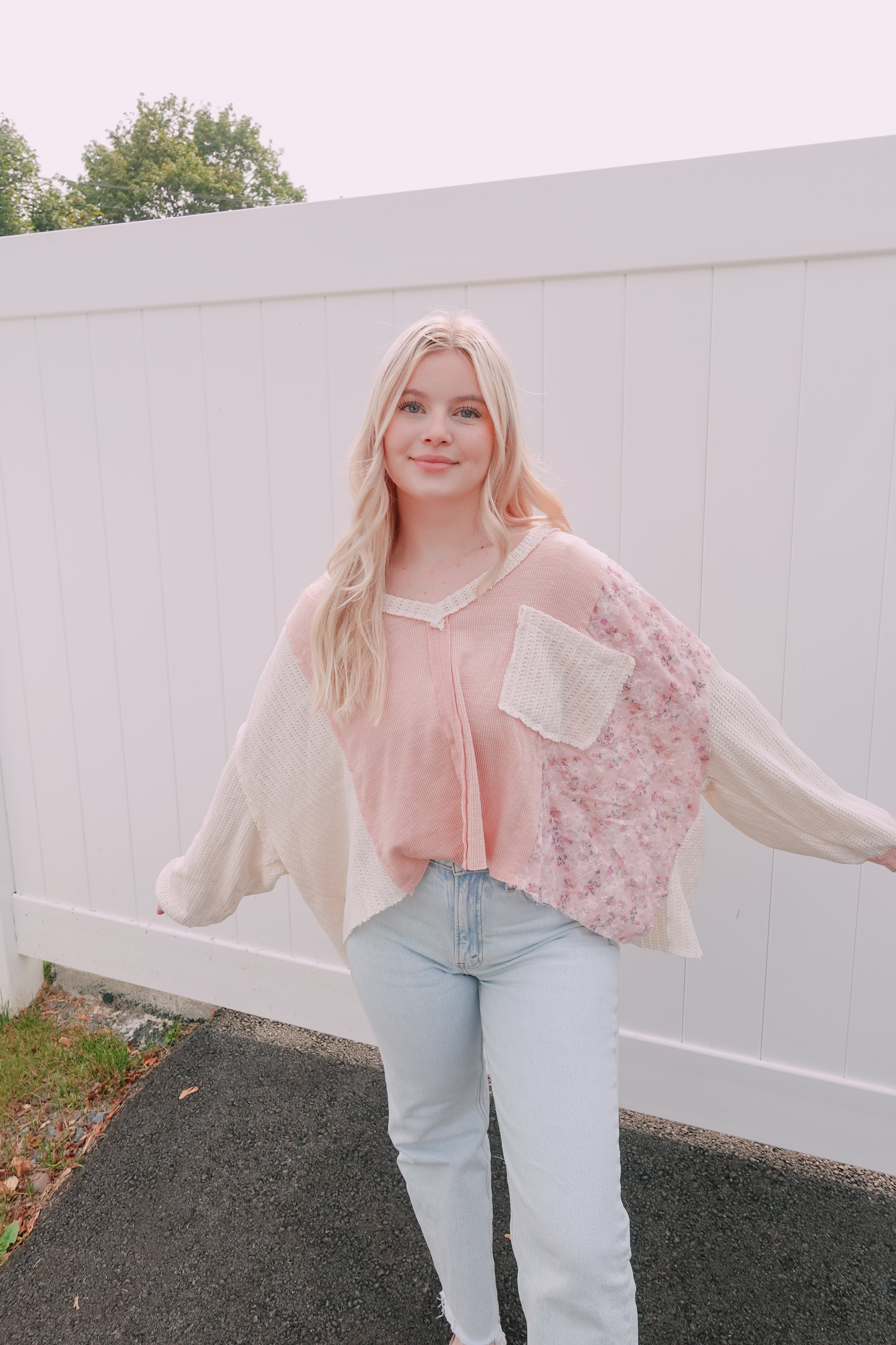 Pink Floral Boho Top