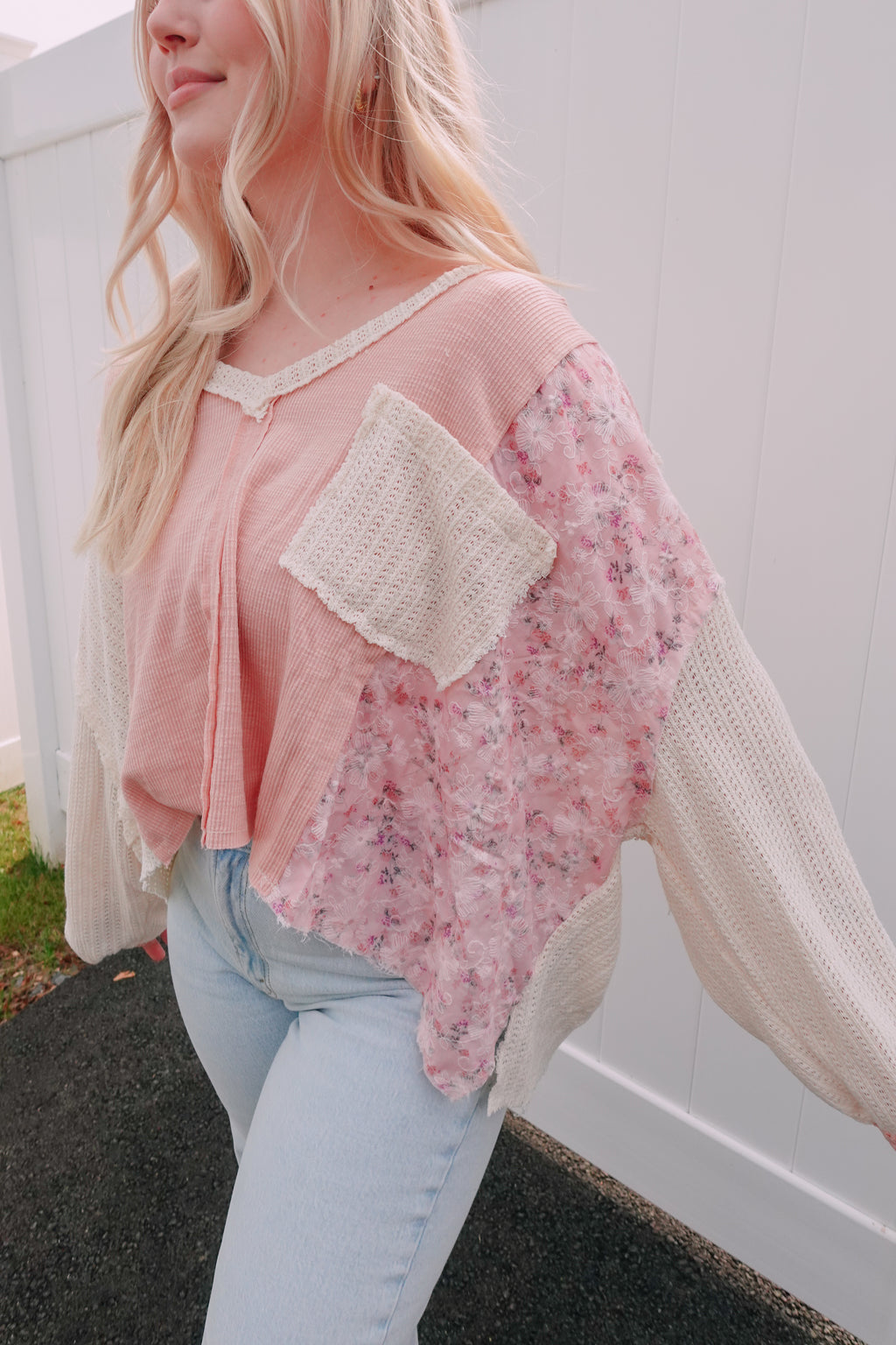 Pink Floral Boho Top