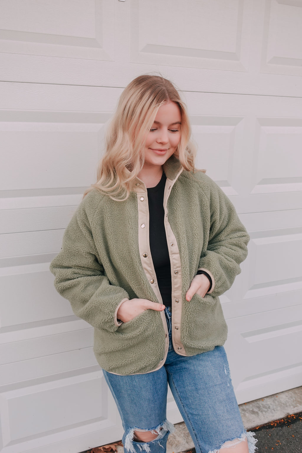 Sage Reversible Sherpa Jacket