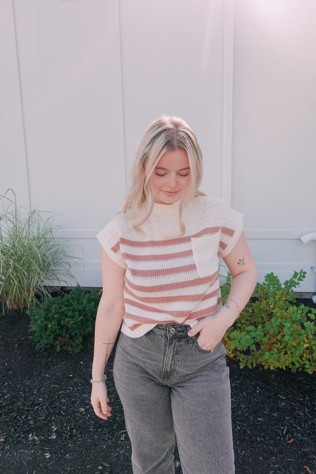 Mocha Stripe Sweater Vest
