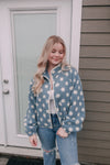 Polka Dot Button Down Jacket Blue