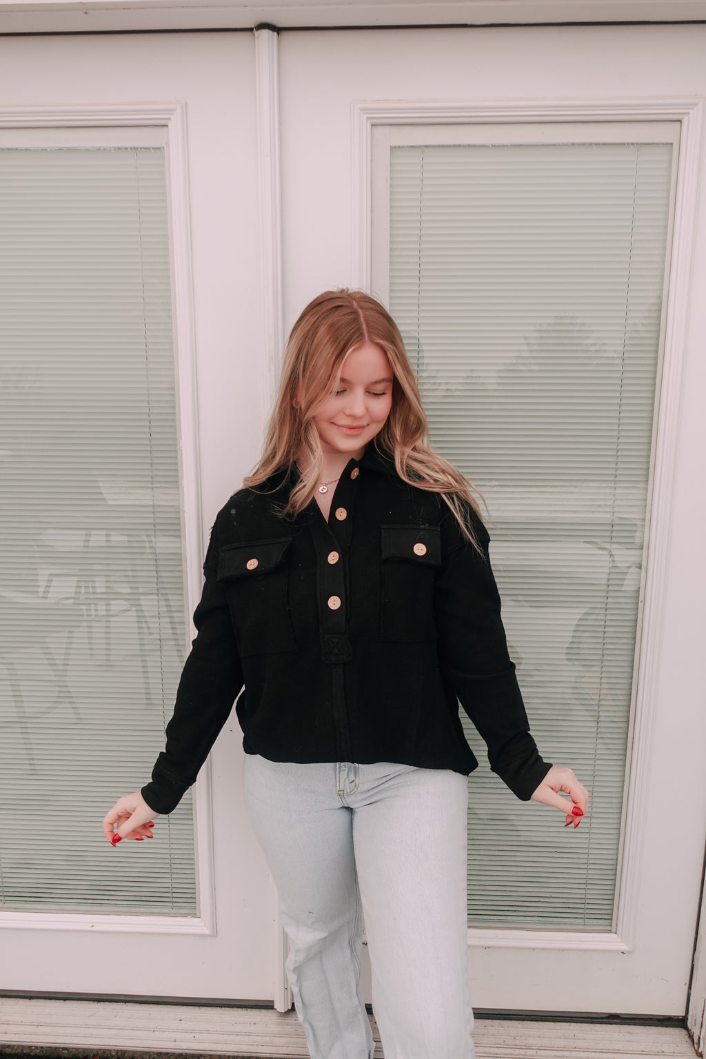 Sophie Collared Button Sweater Black