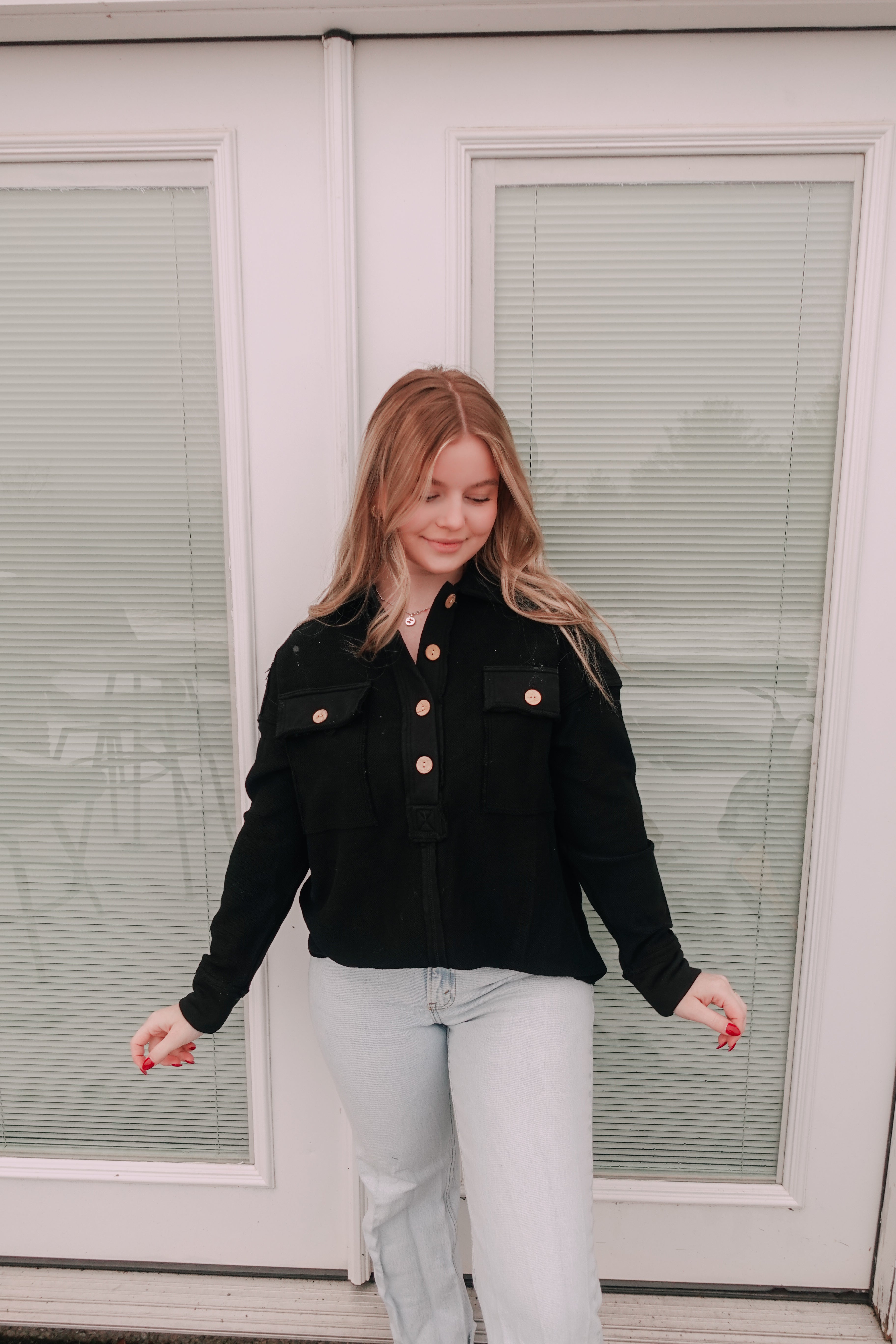 Sophie Collared Button Sweater Black