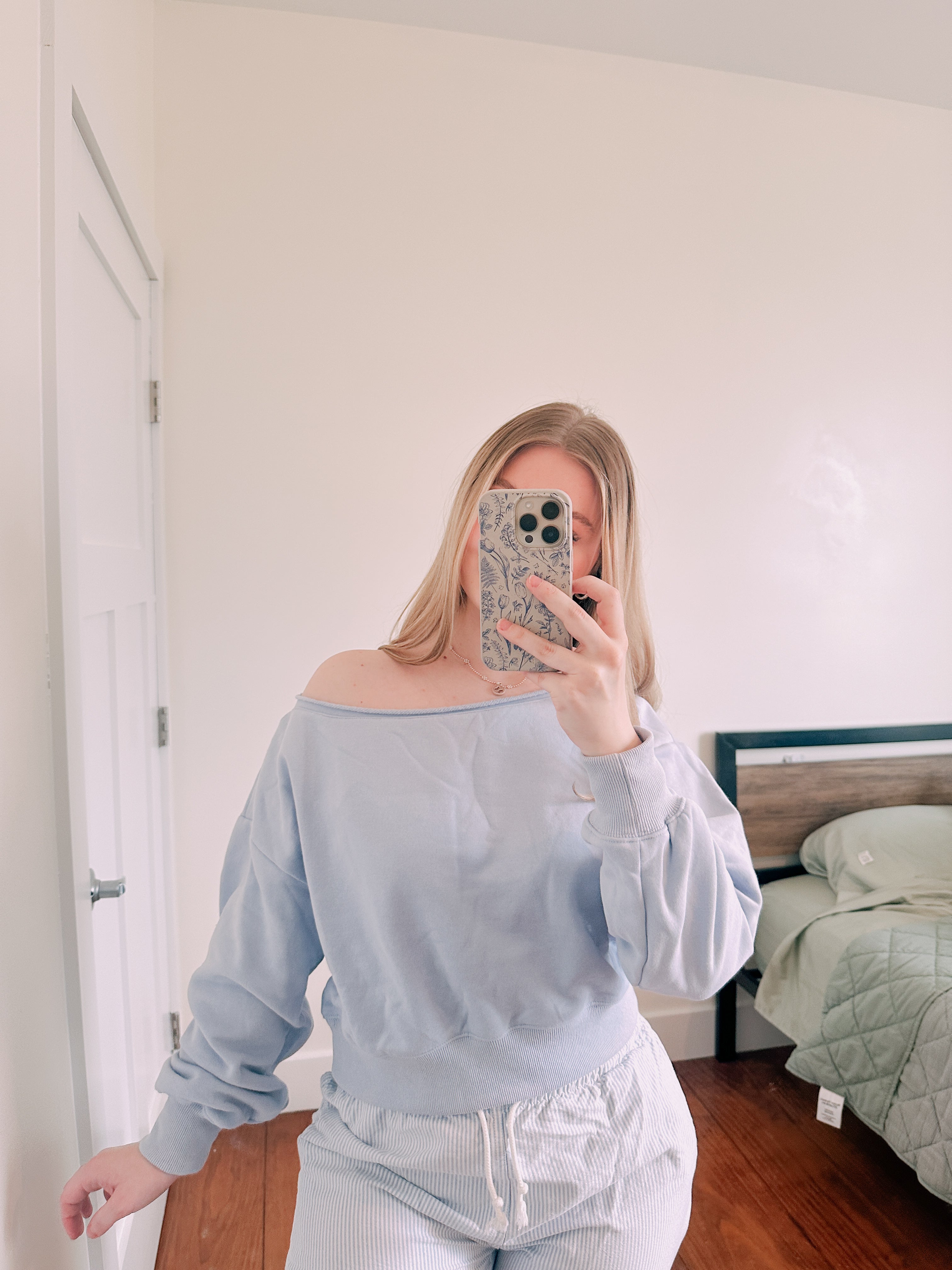 Flirty Off The Shoulder Top Blue