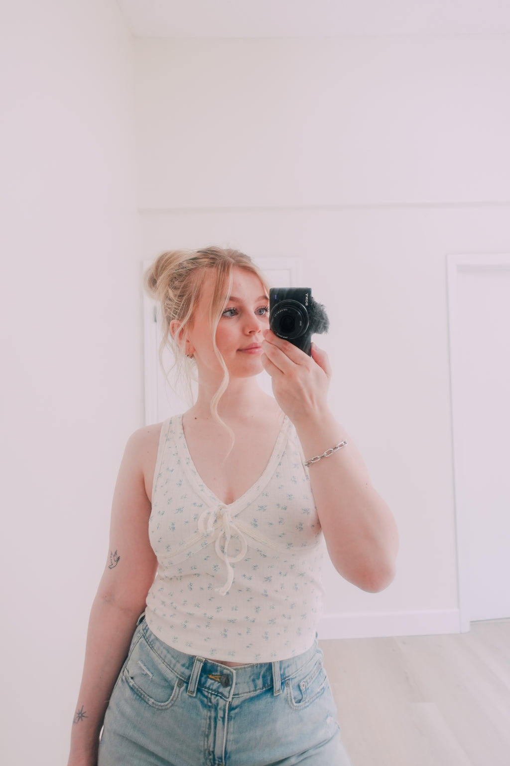 Blue Floral Knit Tank