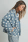 Polka Dot Button Down Jacket Blue
