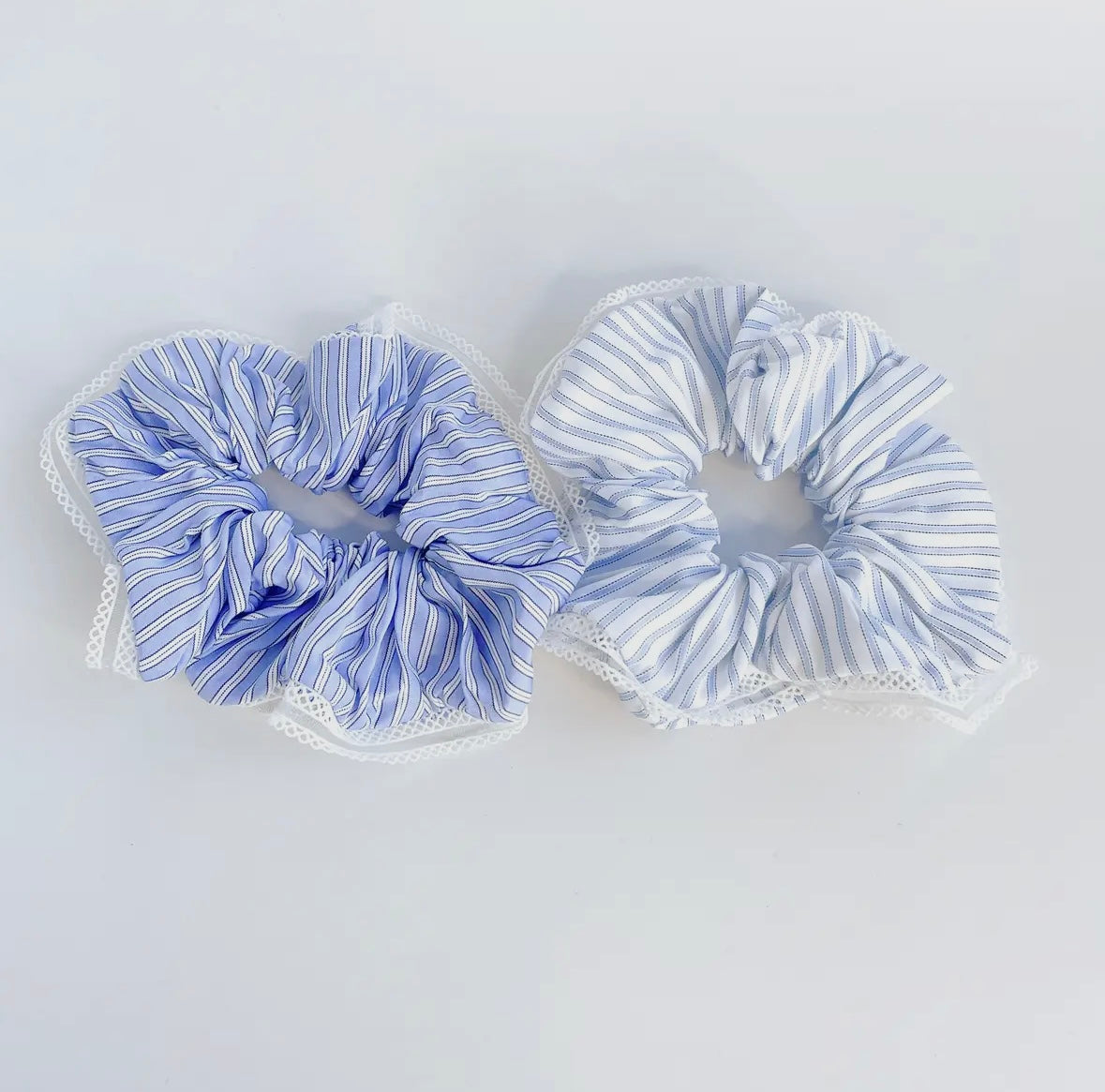 Coastal Blue Large Stripped Scrunchies