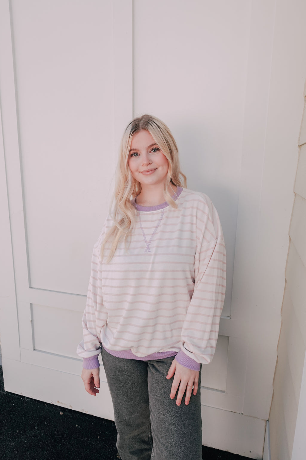 Lavender Stripped Knit Sweater