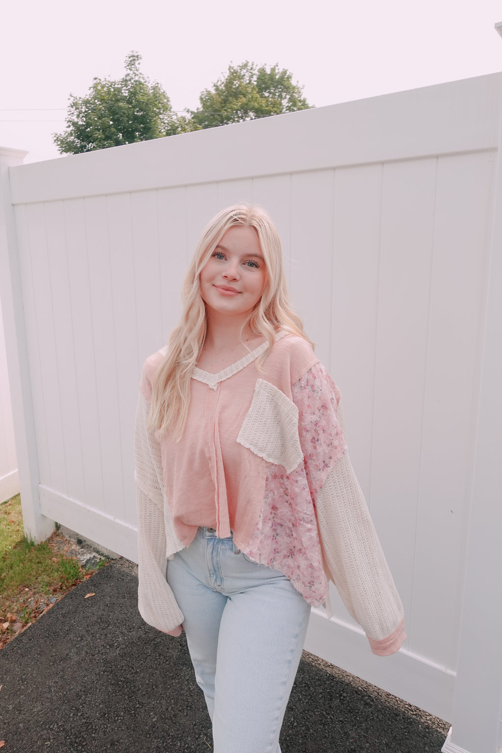 Pink Floral Boho Top