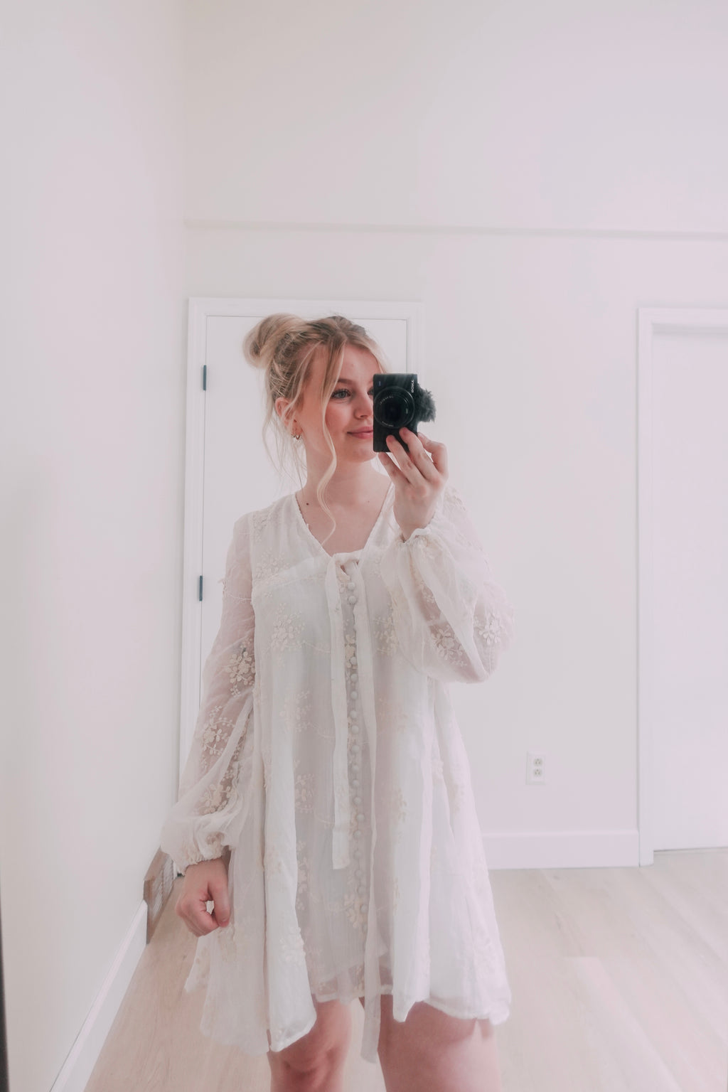 Ivory Embroidered Lace Dress