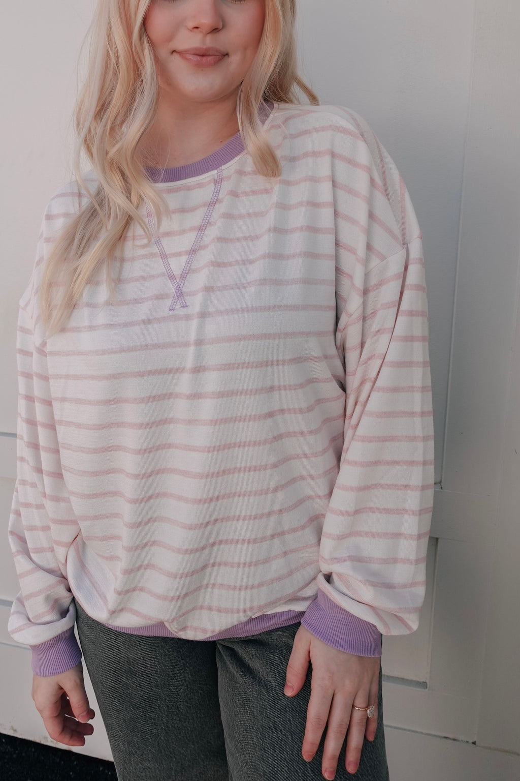 Lavender Stripped Knit Sweater