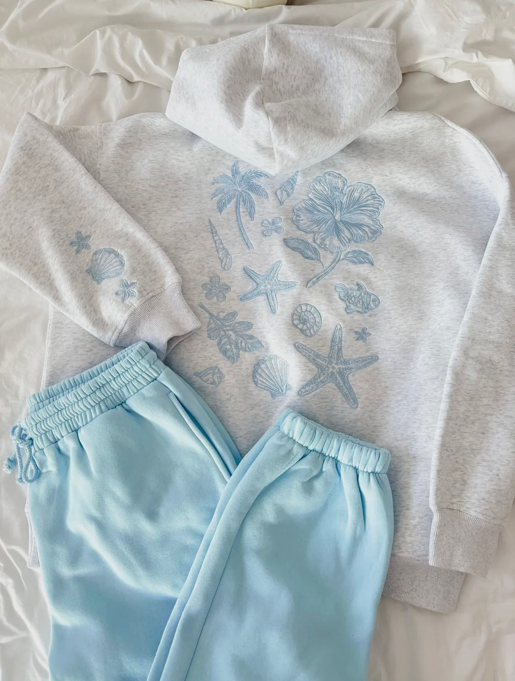 Beachside Bloom Embroidered Hoodie