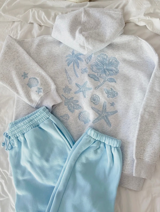 Beachside Bloom Embroidered Hoodie
