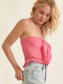 Pink Strapless Stain Tube Top