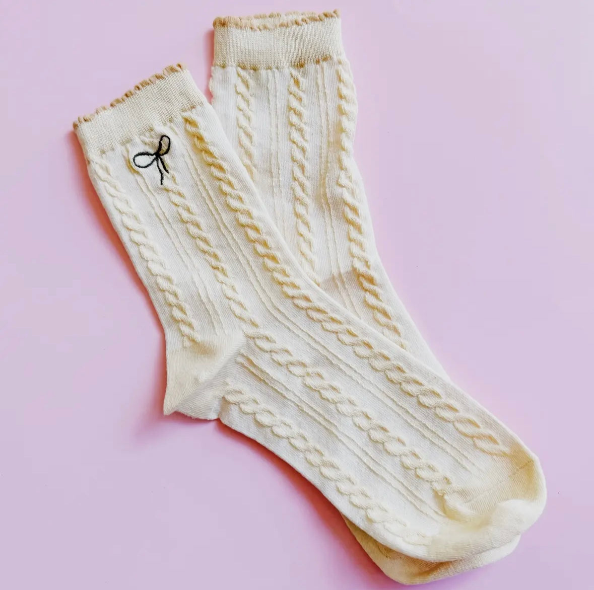 Bow Embroidered Socks - pack of 3