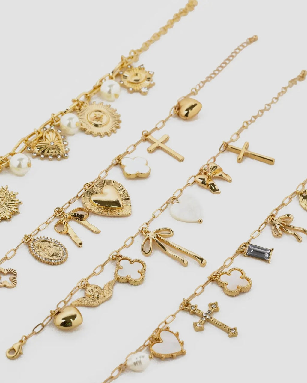 Bow Gold Chunky Charm Bracelet