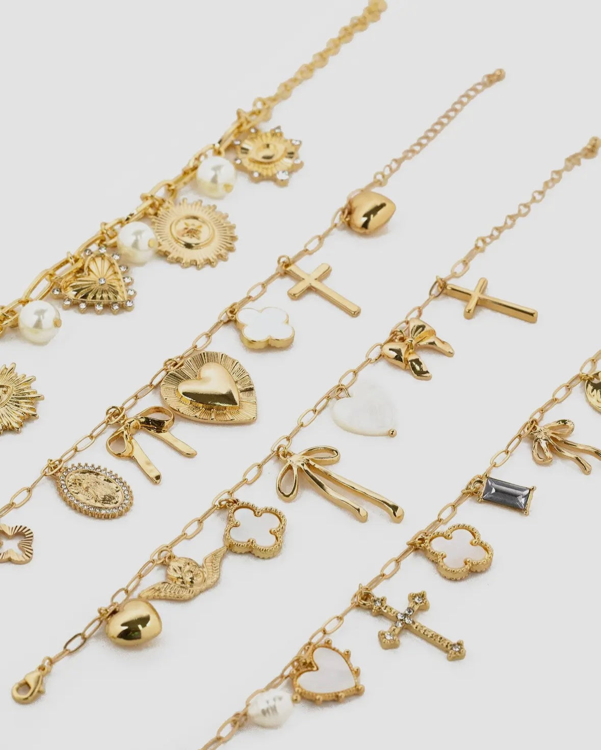 Bow Gold Chunky Charm Bracelet